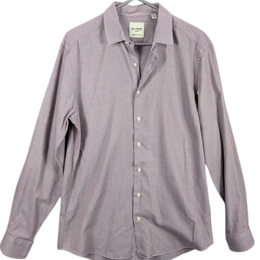 Ben Sherman Shirt Mens 16.5 Purple Tailored Skinny Fit Long Sleeve Preppy Work